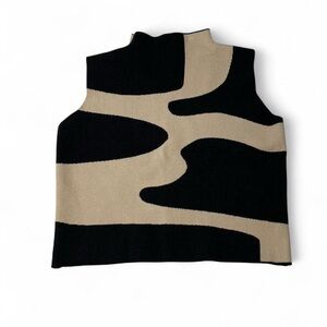 Cider Black and Tan Sweater Vest Top